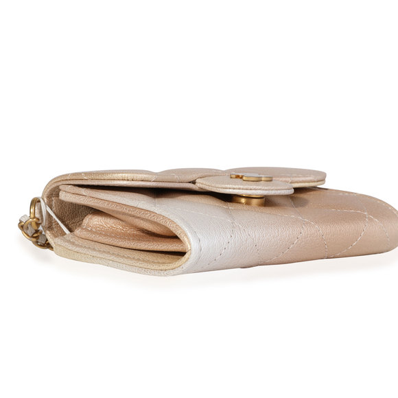 Chanel Gold Metallic Ombré Quilted Goatskin Classic Mini Clutch with Chain - Picture 6 of 7